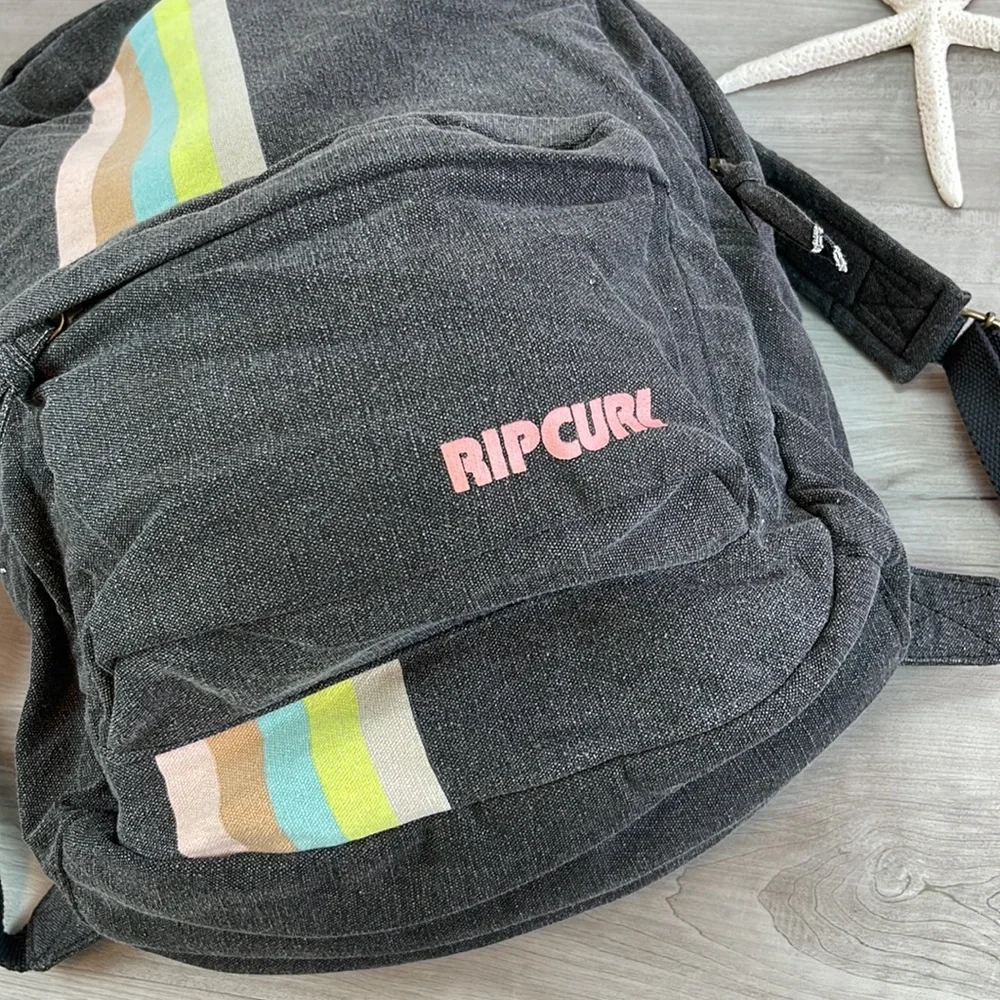🔆RIP CURL🔆 BLACK BACKPACK HIKING BIKING BOATING BEACH DAY SCHOOL BAG